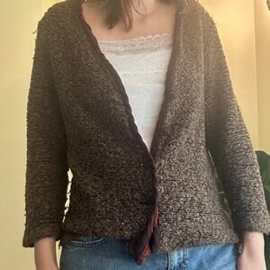 Ilyza NY Brown grandpa button up cardigan